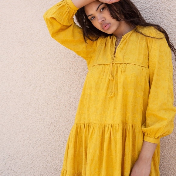 MattaYamini Embroidered Dress in Gold